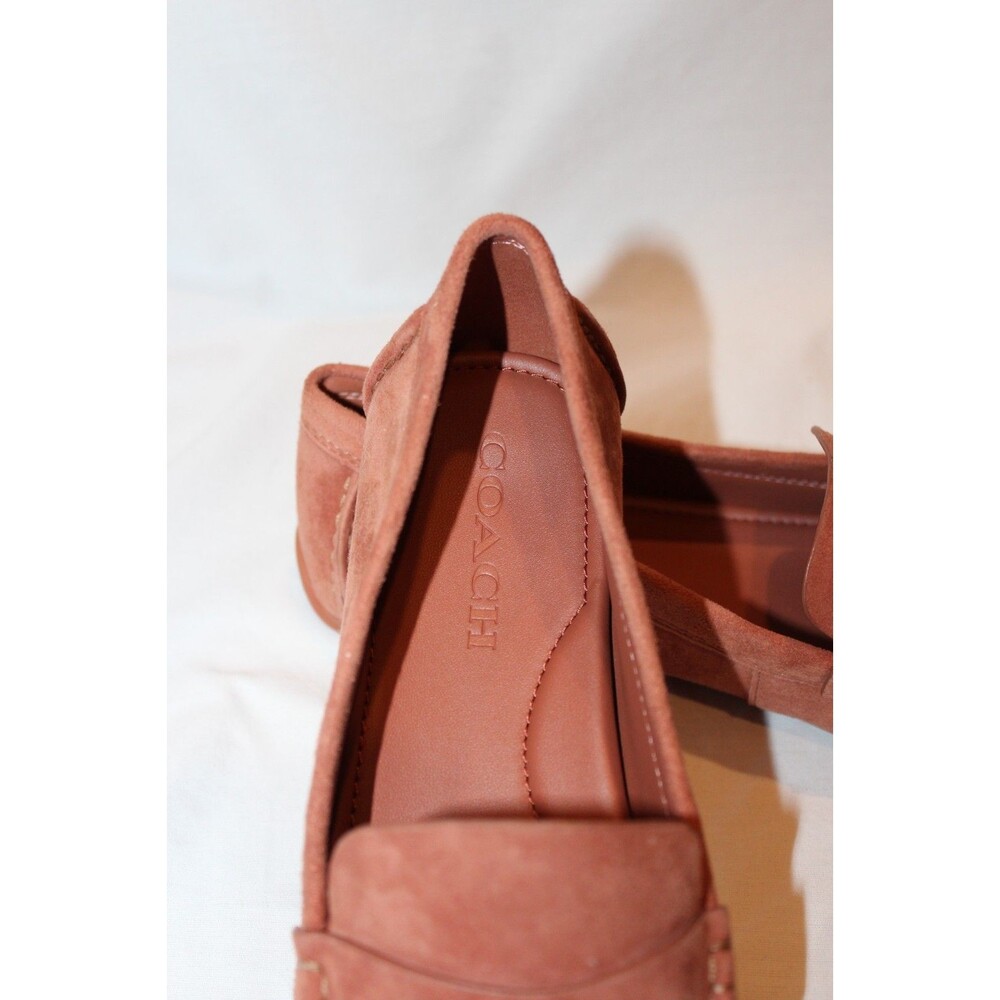 COACH SCULPT C LOGO SLIP ON DRIVER SUEDE LOAFER MOCASSINS CLAY SZ 8 NEW - Picture 6 of 9